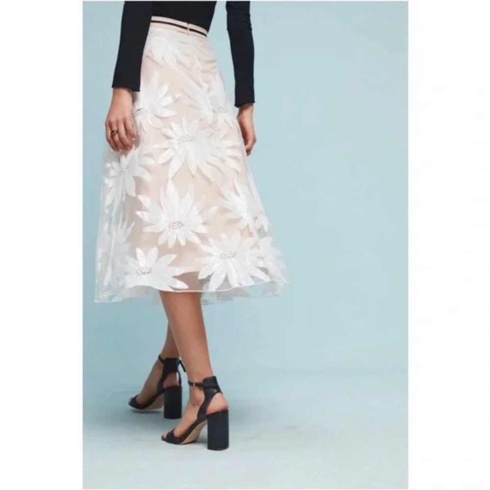 Anthropologie Eva Franco Floral Lace Midi Skirt - Picture 7 of 7